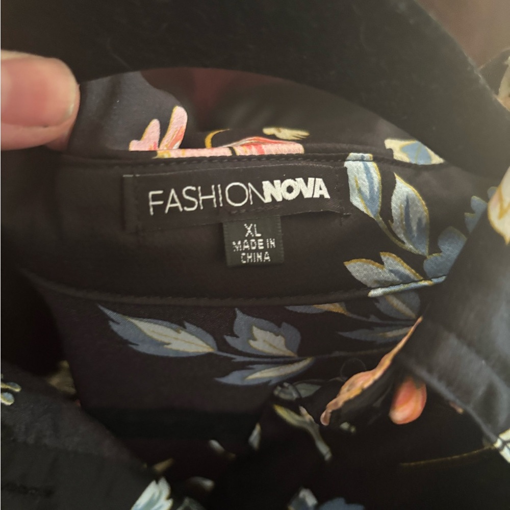 Fashion Nova Black Dress with Floral Accents